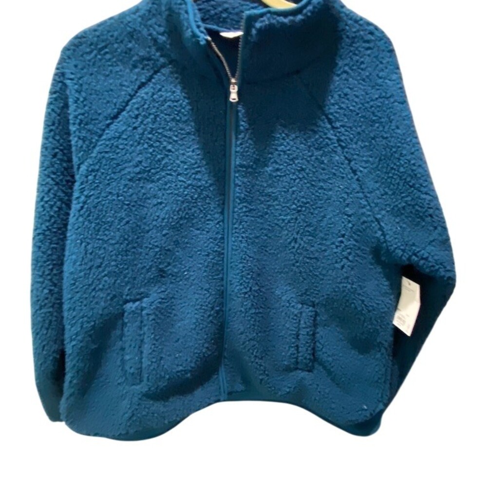 Sonoma Goods For Life Womens Sherpa Fleece Full Zip Jacket Blue Size M